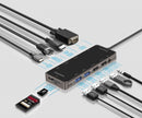 PROMATE 11-in-1 USB Multi-Port Hub with USB-C Connector. Includes 100W PD, Dual Monitor Port (4K HDMI Port and 1080 VGA Port) RJ45 Port, USB-A 3.0/2.0 Ports, AUX, SD/TF Card Reader. - Office Connect 2018