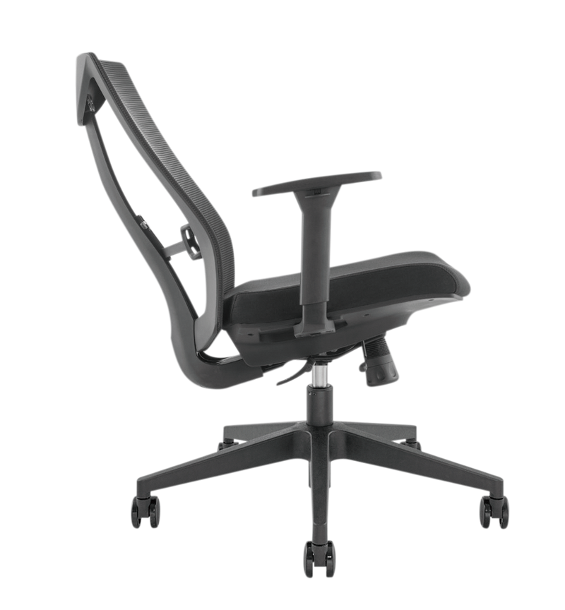 BRATECK Office Chair with Ergonomic & Breathable Mesh Back. Pneumatic Seat-Height Adjustment. Adjustable Tilt-back, Lumbar Cushion. PU Hooded Casters. Seat Adjust. Black Colour. - Office Connect 2018