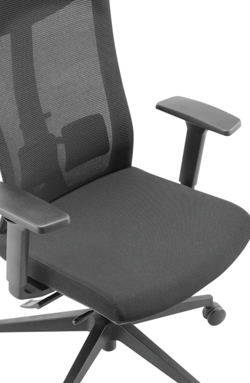 BRATECK Office Chair with Ergonomic & Breathable Mesh Back. Pneumatic Seat-Height Adjustment. Adjustable Tilt-back, Lumbar Cushion. PU Hooded Casters. Seat Adjust. Black Colour. - Office Connect 2018