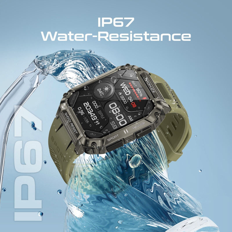 PROMATE IP67 Shock-Resist Smart Watch with Fitness Tracker & Bluetooth Calling. Large 1.95" Display. Up to 12 Days Battery Life. Heart Rate/Step/Sleep Tracker. Green Colour. - Office Connect 2018