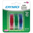 DYMO Genuine Embossing Labels. 3 Colour Multi-Pack (Blue, Red, Green). 9mm x 3m. - Office Connect 2018