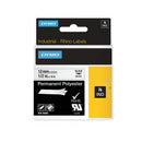 DYMO Genuine Rhino Industrial Labels-Permanent Polyester 12mm, Black on White.For labeling panels, blocks, faceplates, shelves, bins, beams &more. RoHS compliant. Temperature Rating -40C to +150C. - Office Connect 2018