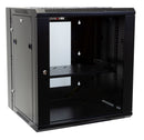 DYNAMIX 12RU 600mm Deep Universal Swing Wall Mount Cabinet. Removable Backmount (600 x 600 x 635mm). Includes 2x fans, 1x fixed shelf, 10x cage nuts. 6-Way PDU Installed. JUNE Promo - Includes FREE BOOM-10 - Office Connect 2018