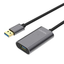 UNITEK 10m USB 3.0 Aluminium Extension Cable. Built-in Extension Chipset Supports Extended Transmission. Data Transfer Speed up to 5Gbps. Plug and play. Gold plated connector. Grey Colour. - Office Connect 2018
