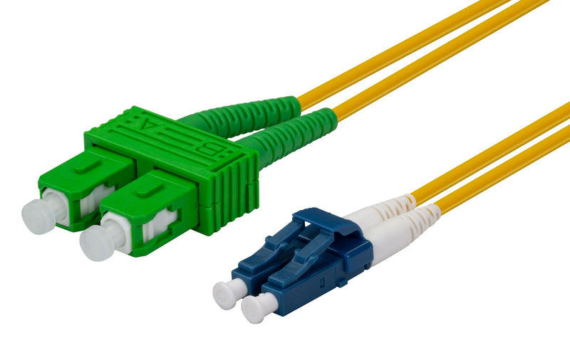 DYNAMIX 1M SCAPC/LC Single mode G657A1 Duplex Fibre Lead LSZH Yellow Jacket