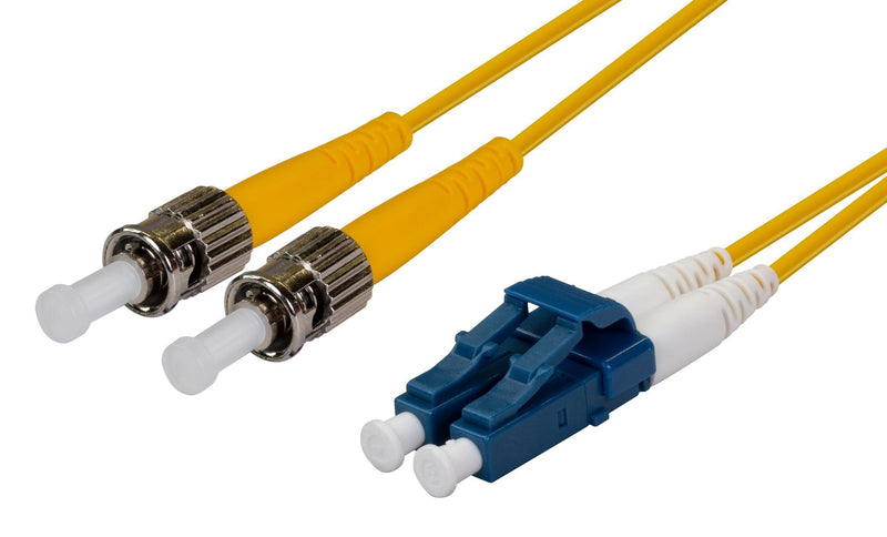 DYNAMIX 1M 9u LC/ST Duplex Single Mode G657A1 Bend Insensitive Fibre Lead. Yellow LSZH Jacket