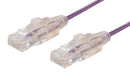 DYNAMIX 1.5m Cat6A 10G Purple Ultra-Slim Component Level UTP Patch Lead (30AWG) with RJ45 Unshielded Gold Plated Connectors. Supports PoE IEEE 802.3af (15.4W).