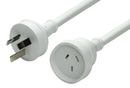 DYNAMIX 2M 240v 10A Standard Duty Power Extension Lead (3 Core 1.0mm). White Colour - Office Connect 2018