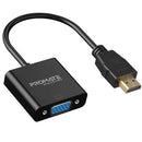 PROMATE HDMI (Male) to VGA (Female) Display Adaptor Kit. Supports up to 1920x1080@60Hz. Gold-Plated HDMI Connector. Supports both Windows & Mac. Black Colour. - Office Connect 2018