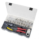 PLATINUM TOOLS 10G Termination Kit. Kit includes: Tele-Titan crimp tool for Cat6A plugs. 100pc Cat6A plugs. Cyclops2 cable jacket stripper. CT-360 external ground crimp tool. - Office Connect 2018