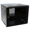 DYNAMIX 9RU Universal Swing Wall Mount Cabinet. Removable Back mount supplied with Left & Right Hinges (600 x 550 x 501mm). Includes 2x fans, 1 x fixed shelf, 10 x cage JUNE Promo - Includes FREE BOOM-10 - Office Connect 2018