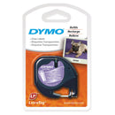 DYMO Genuine LetraTag Labeller Plastic Tape 12mm x 4M. Black on Clear,  Tear-resistant. 1 label cartridge /cassette per pack. Clear Plastic, Adhesive Tape (Polyester). - Office Connect 2018