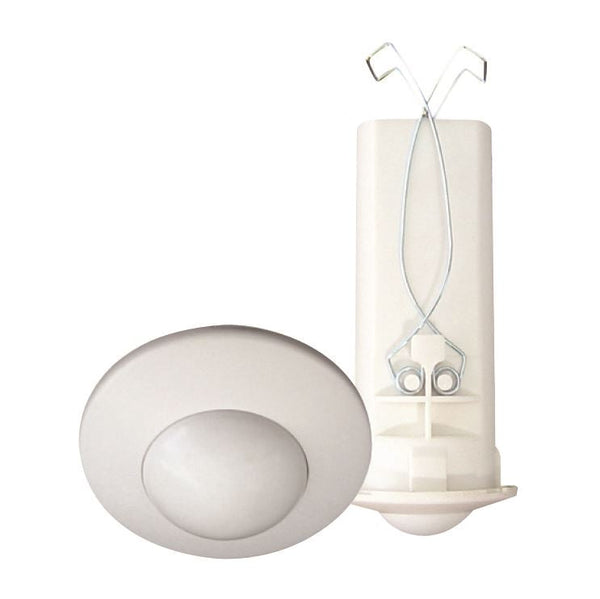 HOUSEWATCH 360 Degree Mini Presence Detector with Dimming Control. IP40 Detector, IP20 Power Box. 8m Diameter Detection Range at 2.5m High. Cutout diameter: 33mm. Time Adjustment. White Colour. - Office Connect 2018