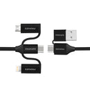PROMATE 6-in-1 Hybrid 1.2m Multi-Connector Cable for Charging & Data Transfer. 60W Power Delivery USB-C or USB-A to USB-C, Micro-USB, or Lightning Connector. Black Colour - Office Connect 2018