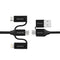 PROMATE 6-in-1 Hybrid 1.2m Multi-Connector Cable for Charging & Data Transfer. 60W Power Delivery USB-C or USB-A to USB-C, Micro-USB, or Lightning Connector. Black Colour - Office Connect 2018
