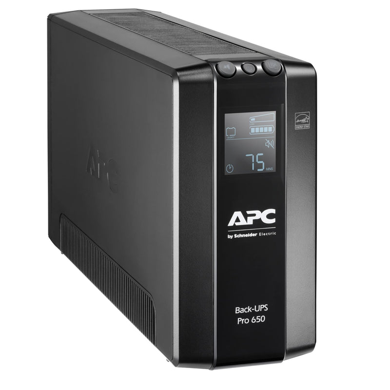 APC Back-UPS PRO Line Interactive 650VA (390W) with AVR, 230V Input/Output. 6x IEC C14 Outlets. With Battery Backup & Surge Protect. LCD Display.