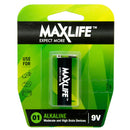 MAXLIFE 9V Alkaline Battery 1 Pack Long Lasting Alkaline Formula. Designed For Everyday and High Drainage Devices. Long Shelf Life. No Mercury or Cadmium. - Office Connect 2018