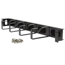DYNAMIX 1RU 19 40mm Recessed Brush Cable Management Bar. Dimensions 44x88x485mm, supplied with Cage Nuts. - Office Connect 2018