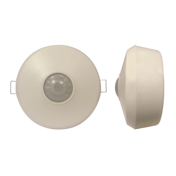 HOUSEWATCH 360 Degree Surface/Flush Sensor. IP44. Passive IR. 7m Detection Range at 2.5m High. Cutout diameter: 65mm. Dual Element Sensor. White Colour. - Office Connect 2018