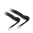 DYNAMIX Curly Handset Cord BLACK, 4 Wire RJ22 to RJ22 Cable. 370mm Coiled, 3m Stretched. Reverse (cross over) wired - Office Connect 2018