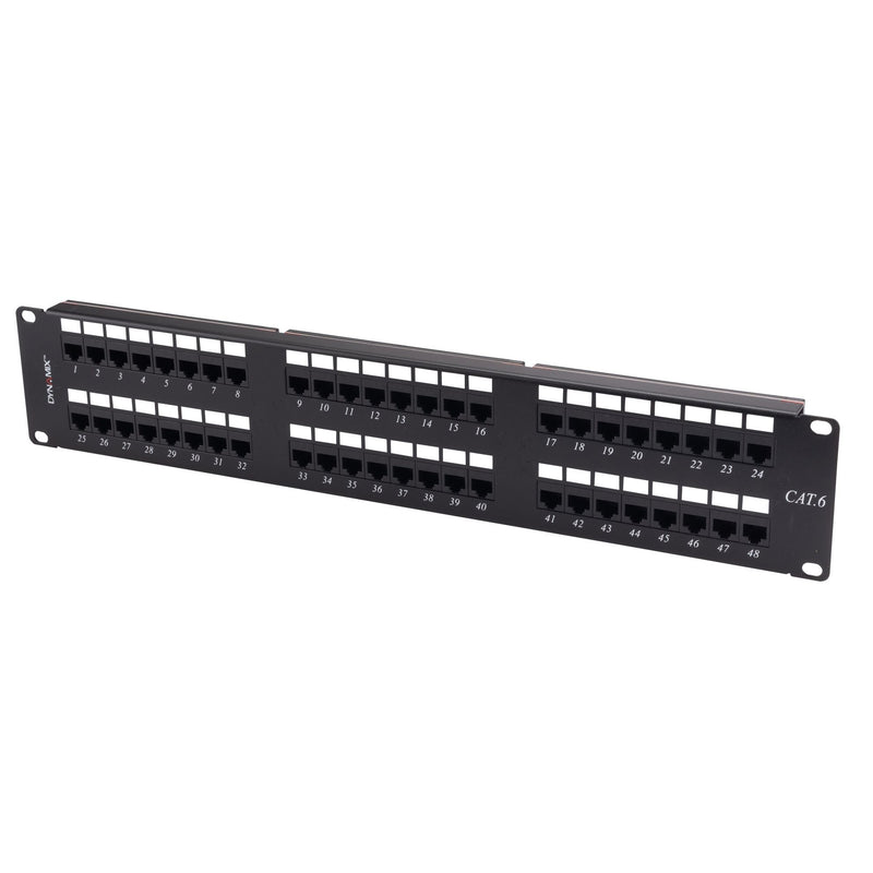 DYNAMIX 48 Port 19'' Cat6 UTP Patch Panel T568A & T568B Wiring. 2RU. 110x Terminations - Office Connect 2018