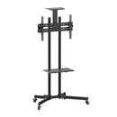 BRATECK  32''-70'' Economy TV Stand, Adjustable TV Height with Metal Shelf.  Max VESA: 600x400 (70"+) Min VESA 200x200 (fits most 32"). Tilt: -15~+15. Max weight: 50kg. - Office Connect 2018