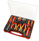 GOLDTOOL 11-Piece Electrical Insulated Screwdriver Set. Includes: Side & Long Nose Pliers, Wire Stripper, 2x PVC Tapes, Philips Screwdriver