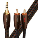 AUDIOQUEST Big Sur 2M 3.5mm to 2 RCA. Solid perf surface Copper plus. Gold Plated/cold welded termination. Foamed-Polyethylene dielectric. Metal layer noise dissi pation. Jacket- brown - black braid - Office Connect 2018