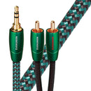 AUDIOQUEST Evergreen 8M 3.5mm to 2 RCA. Solid Long Grain Copper Gold Plated/cold welded termination Foamed-Polyethylene dielectric Metal layer noise dissipation Jacket - green - black braid - Office Connect 2018
