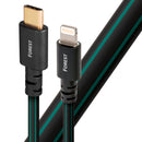AUDIOQUEST Forest .75M lightning to USB2C. O.5% silver. Hard-cell foam. Metal-layer noise dissipation Jacket - black PVC with green stripes. 0.75M FOREST LIGHTNING-USB C - Office Connect 2018