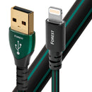 AUDIOQUEST Forest .75M lightning to USB2A. O.5% silver. Hard-cell foam. Metal-layer noise dissipation Jacket - black PVC with green stripes. 0.75M FOREST LIGHTNING-USB - Office Connect 2018