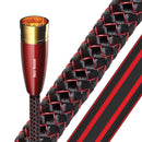 AUDIOQUEST Red River 1M XLR to XLR pair. Solid perfect surface Triple balanced. Hard-cell foam dielectric. Cold-welded,gold plated termination Jacket - red - black braid - Office Connect 2018