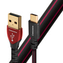 AUDIOQUEST Cinnamon .75M USB-A to USB-C. 1.25% silver. Hard-cell foam Metal layer noise dissipation. Jacket - black PVC with red stripes  7-10 Day Lead Time - Office Connect 2018