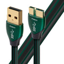 AUDIOQUEST Forest 1.5M USB3 micro O.5% silver. Hard-cell foam Metal-layer noise dissipation Jacket - black PVC with green stripes. 1.5M FOREST USB 3.0 MICRO - Office Connect 2018