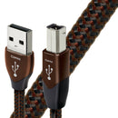 AUDIOQUEST Coffee 1.5M USB A to B 10% silver, solid. Hard-cell foam Jacket - brown - black braid   7-10 Day Lead Time - Office Connect 2018