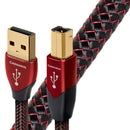 AUDIOQUEST Cinnamon .75M USB A to B 1.25% silver, solid. Hard-cell foam. Jacket - red - black braid.  7-10 Day Lead Time - Office Connect 2018