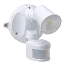 HOUSEWATCH 10W Single LED Spotlight with Motion Sensor. IP54. Passive IR. 9m (Side) & 12m (Front) Detection Range. Detection Angle 140 Degree. Includes Timing & Lux Adjustments, Screws. White Colour