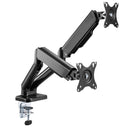 BRATECK Elegant Dual 17"-32" Counter Balance Monitor Desk Mount. Max Load up to 9Kgs Per Arm. VESA 75x75 & 100x100. Gas Spring with Matt Plastic Surface. Extend, Tilt & Swivel. Black Colour. - Office Connect 2018