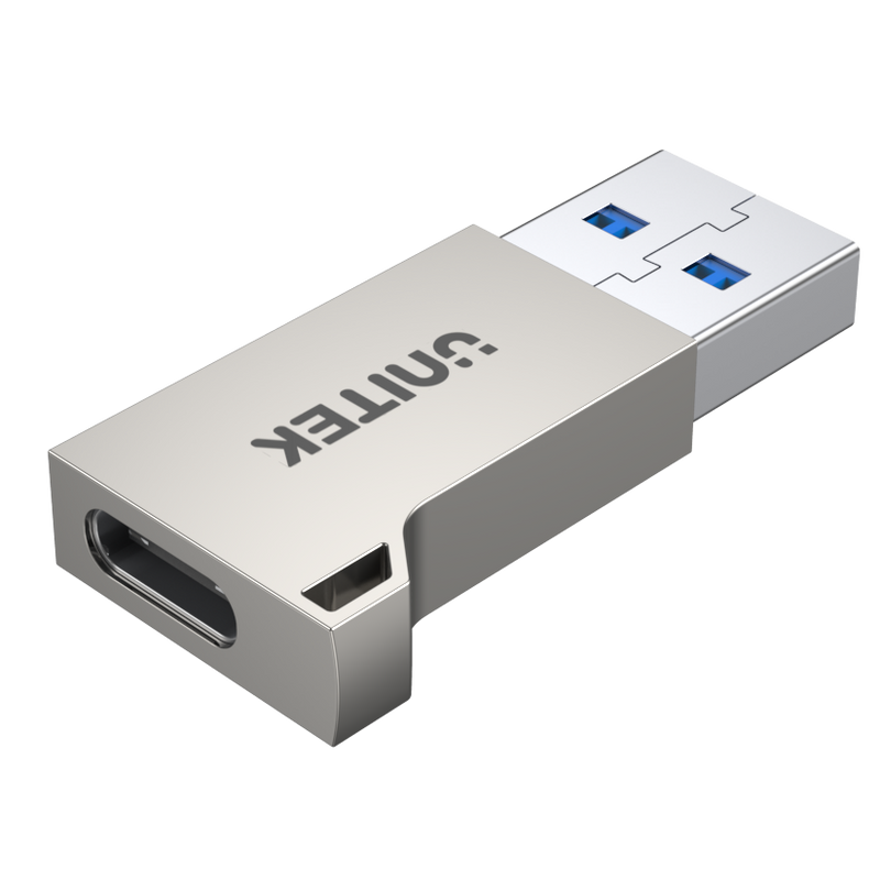 UNITEK USB-A Male to USB-C Female Ultra-Tiny Adaptor with Easy Grip Design. Supports Superspeed 5Gbps. Built Tough with Zinc-Alloy Housing & Keychain Eye. Supports QC3.0 & up to 9V/2A Charging.