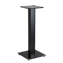 BRATECK 23.6" Aluminium/Glass Floor Standing BookShelf Speaker Stands. Tempered Glass Base with Floor Spikes for Stability. Max weight 10Kgs. 250x250mm Glass Top Plate. 600mm High. Sold as a Pair. - Office Connect 2018
