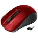 PROMATE Ergonomic Wireless Mouse with Ambidextrous Design. 800/1200/1600Dpi, 10m Working Range, Incudes Nano Reciever, Easy Plug & Play, Compatible with Win & Mac. Red Colour.