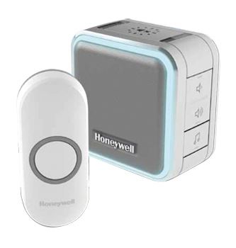 HONEYWELL Wireless Series 5 Portable Doorbell with Halo Light and Push Button. 6x Selectable Colours. 150m Wireless Range, Sleep Mode, 84dB Volume, Grey Colour - Office Connect 2018