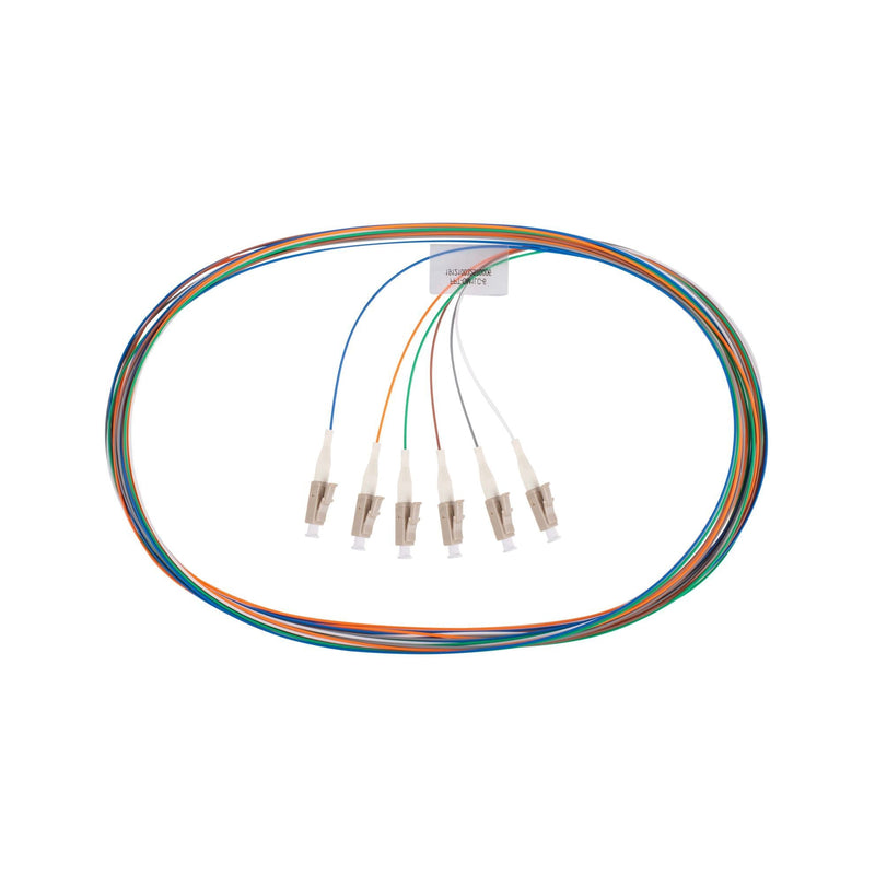 DYNAMIX 2M LC Pigtail OM1 6x Pack Colour Coded, 62.5/900um Multimode Fibre, Tight Buffer LSZH Jacket - Office Connect 2018
