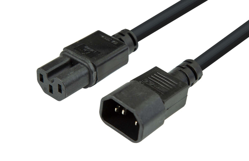 DYNAMIX 1.8M IEC C14 to Notched C15 10A SAA  Approved Power Extension Cable. 1.0mm copper core. Black Colour.