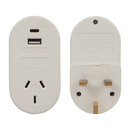 JACKSON Outbound Travel Adaptor with 1x USB-A and 1x USB-C (2.1A) Charging Ports. Converts NZ/AUS Plugs for use in UK, Hong Kong & More. - Office Connect 2018