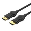 UNITEK 2m DisplayPort V1.4 Cable Supports 8K@60Hz, 4K@144Hz, & 1440p@240Hz, 32.4Gbps Bandwidth, Latched Connectors, Flexible Cable, Gold Plated Connectors. Black.