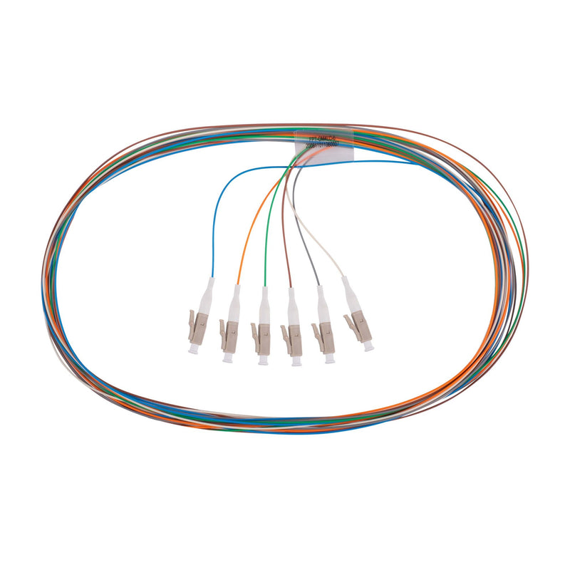DYNAMIX 2M LC Pigtail OM4 6x Pack Colour Coded, 900um Multimode Fibre, Tight Buffer LSZH Jacket - Office Connect 2018
