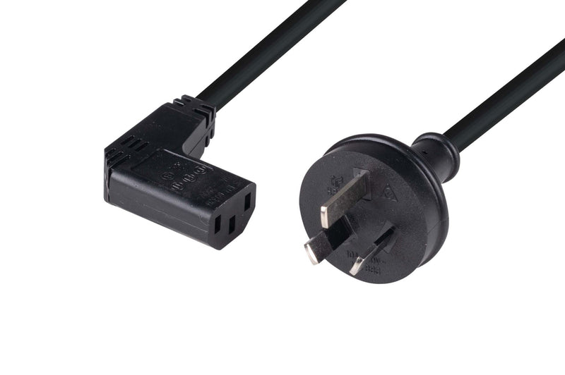 DYNAMIX 5M 3-Pin Plug to Right Angled IEC C13 Female Connector 10A SAA Approved Power Cord. 1.0mm copper core. BLACK Colour. - Office Connect 2018