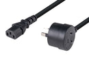 DYNAMIX 1.2M 3-Pin TAPON Ended Plug to IEC C13 Female Connector 10A SAA Approved Power Cord. 1.0mm copper core. BLACK Colour. - Office Connect 2018