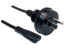 DYNAMIX 0.3M 2-Pin plug to C7 Figure 8 connector. 7.5A. SAA approved power cord. 0.75mm copper core. BLACK Colour. - Office Connect 2018